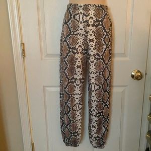 Prettylittlething Snake Print Jogger pants Size 2